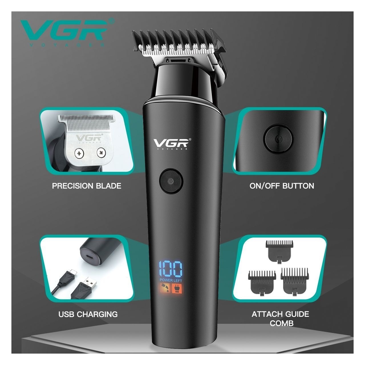 ماشین ریش تراش VGR937 اصلی با 18ماه پرقدرت باتری 2000میلی آمپری