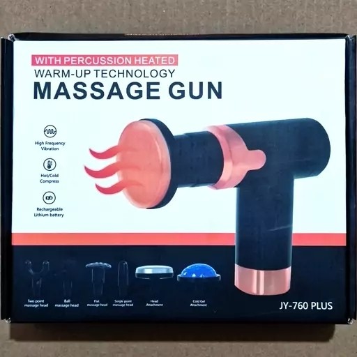 ماساژور تفنگی گان مدل 760 حرارتی MASSAGE GUN JY-760 PLUS ماساژور 6 کاره سرد و گرم اصل