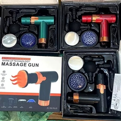 ماساژور تفنگی گان مدل 760 حرارتی MASSAGE GUN JY-760 PLUS ماساژور 6 کاره سرد و گرم