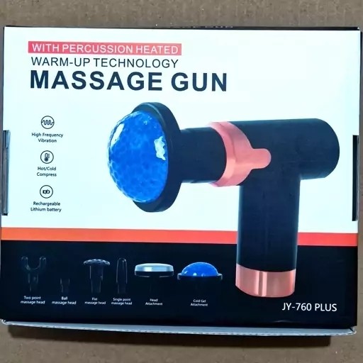 ماساژور تفنگی گان مدل 760 حرارتی MASSAGE GUN JY-760 PLUS ماساژور 6 کاره سرد و گرم