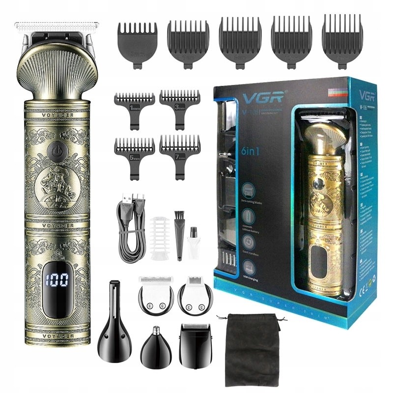 ماشین اصلاح 6 کاره ضد اب وی جی ار مدل VGR V-106 کیفیت عالی ریش تراش شیور خط زن حجم زن موزر