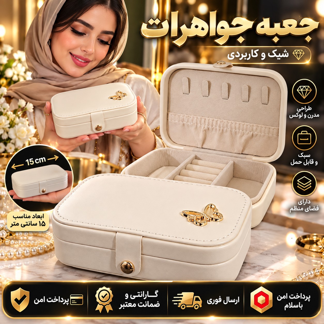 جعبه جواهرات بزرگ/باکس جواهر/جعبه زیورالات/اقساطی