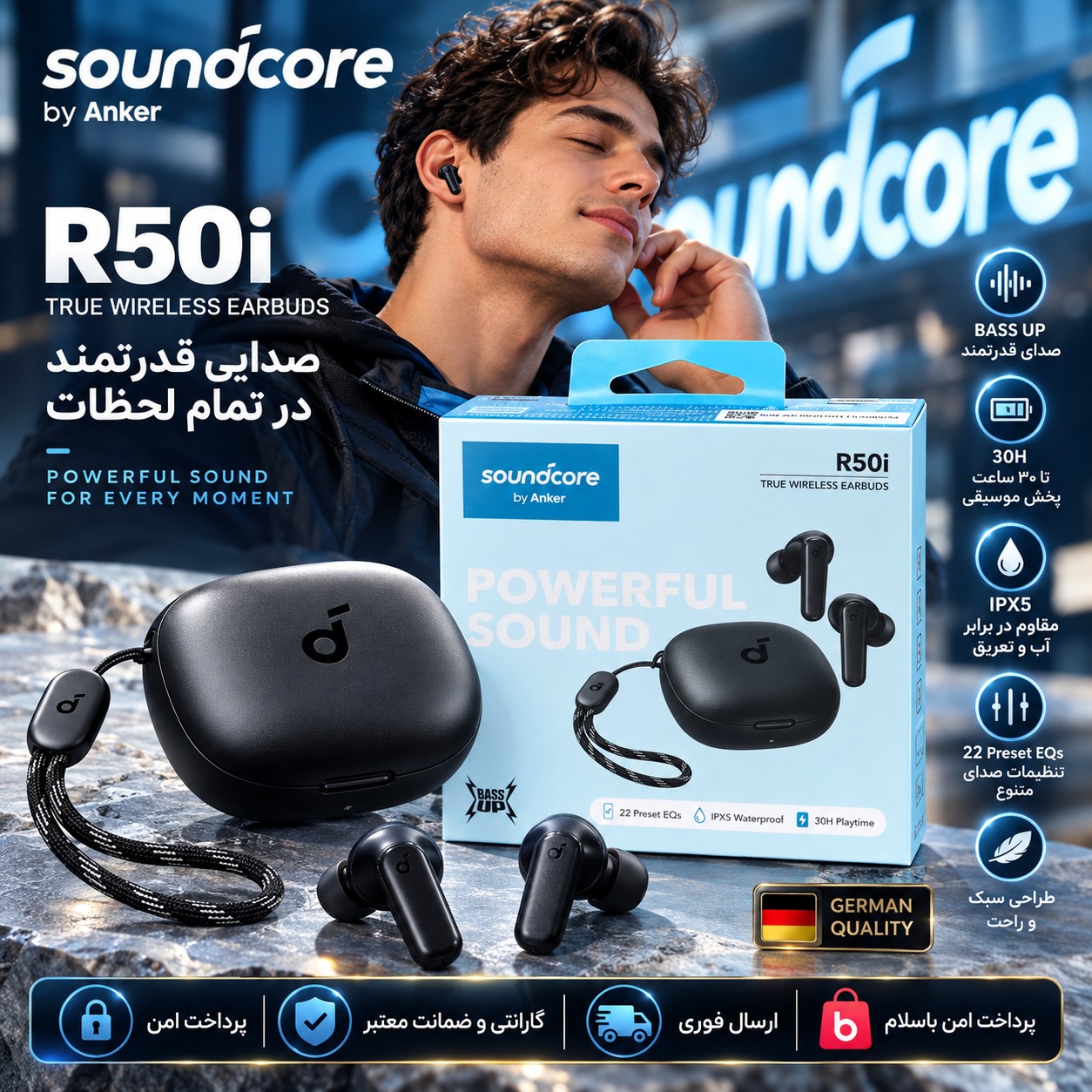 هندزفری/ایرپاد/ایرپادانکر مدل Sound Core R50i / ضمانتنامه کتبی/ ارسال فوری