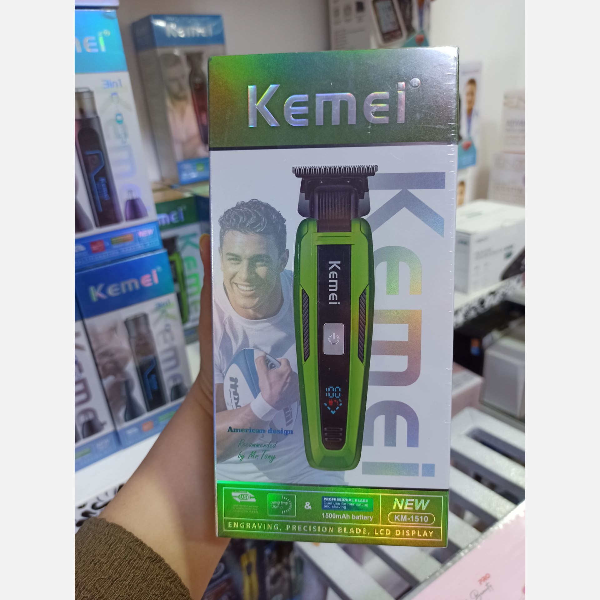 ماشین اصلاح خط زن و صفر زن موی سر و صورت شارژی کیمی مدل KM-1510.