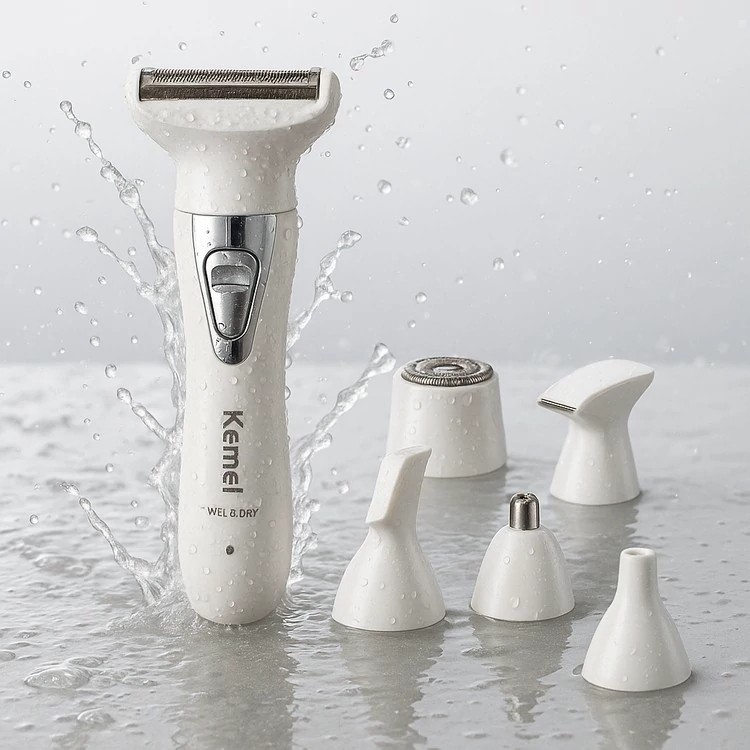 ست اصلاح 5 کاره کیمی مدل Kemei Km-275 اصل کاملترین موزن و شیور اصلاح صورت و بدن موزن ماتیکی و بادیگروم بانوان و آقایان