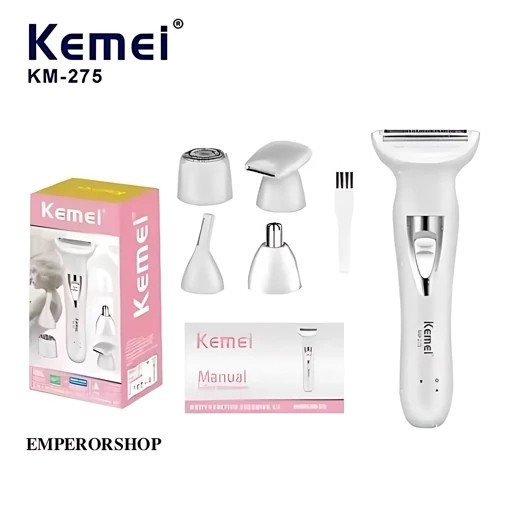 ست اصلاح 5 کاره کیمی مدل Kemei Km-275 اصل کاملترین موزن و شیور اصلاح صورت و بدن موزن ماتیکی و بادیگروم بانوان و آقایان