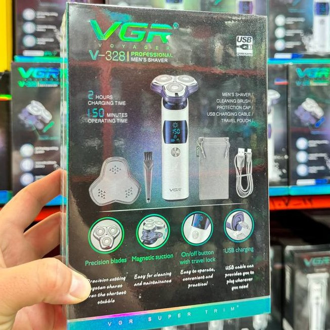 ماشین اصلاح سه تیغ ضد آب صورت وی جی آر مدل vgr v-328 کد 328 شیور ریش تراش و