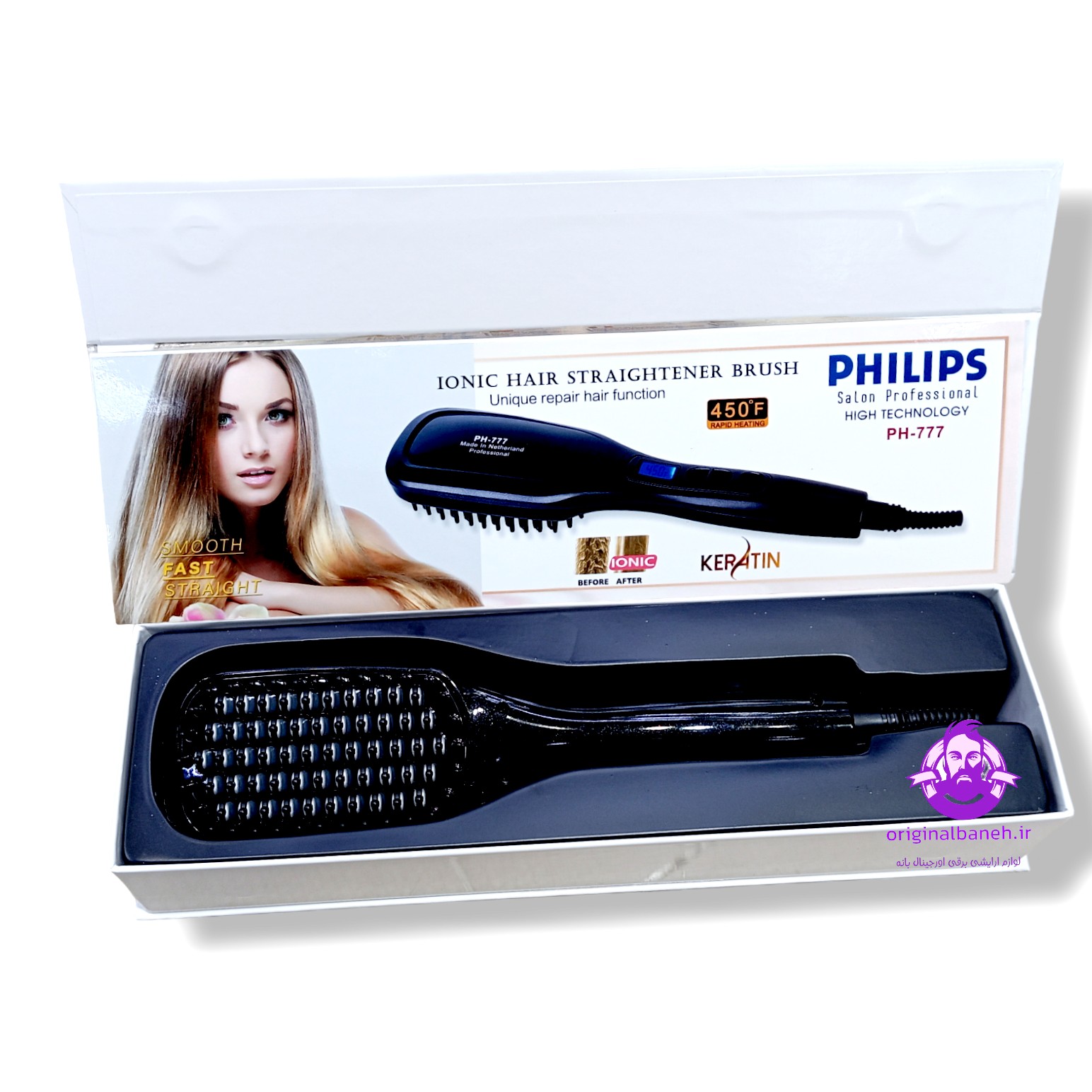 برس حرارتی حرفه ای با صافی شلاقی فلیپس PHILIPS 777 اصل اورجینال هلند دیجیتالی با صفحه نمایشگر دارای تنظیم کننده دما