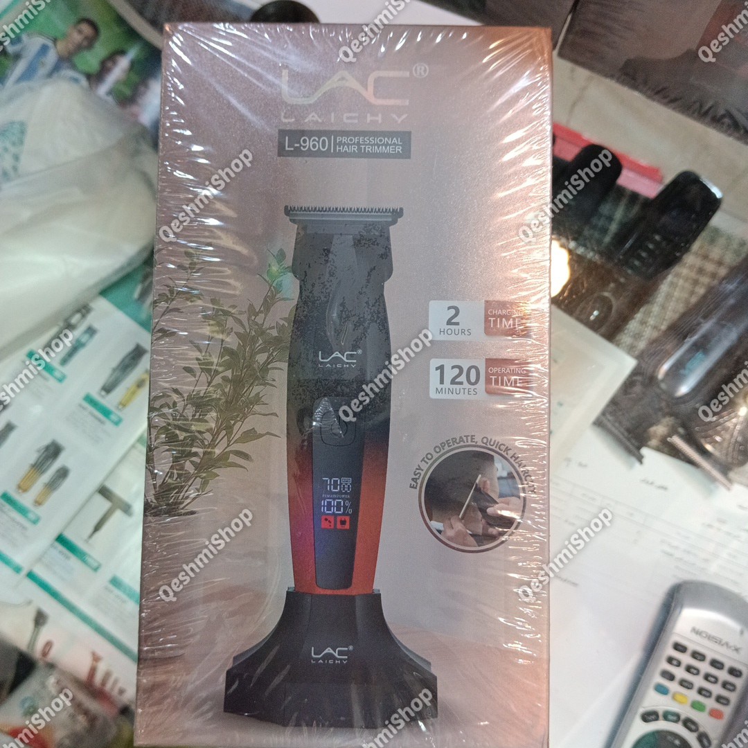 خط زن حرفه ای لایچی LAC LAICHY مدل L-960 تیغه تیتانیوم همراه استند شارژ و شارژ Type-C