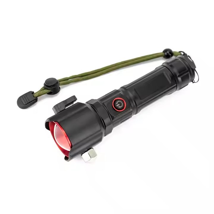 چراغ قوه پرقدرت چندمنظوره مدل BCT-BRIGHT BCT-8914 با چکش ایمنی، کاتر، نور COB، بزرگنمایی، ضد آب، ساخته شده از آلومینیوم