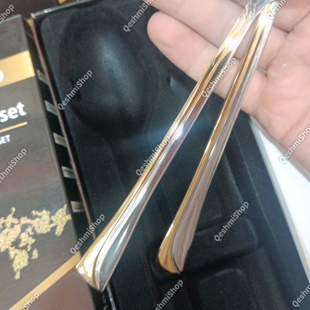 سرویس قاشق و چنگال 12 پارچه 6نفره استیل بونیتو Bonito طرح لوکس دو رنگ طلایی و نقره ای