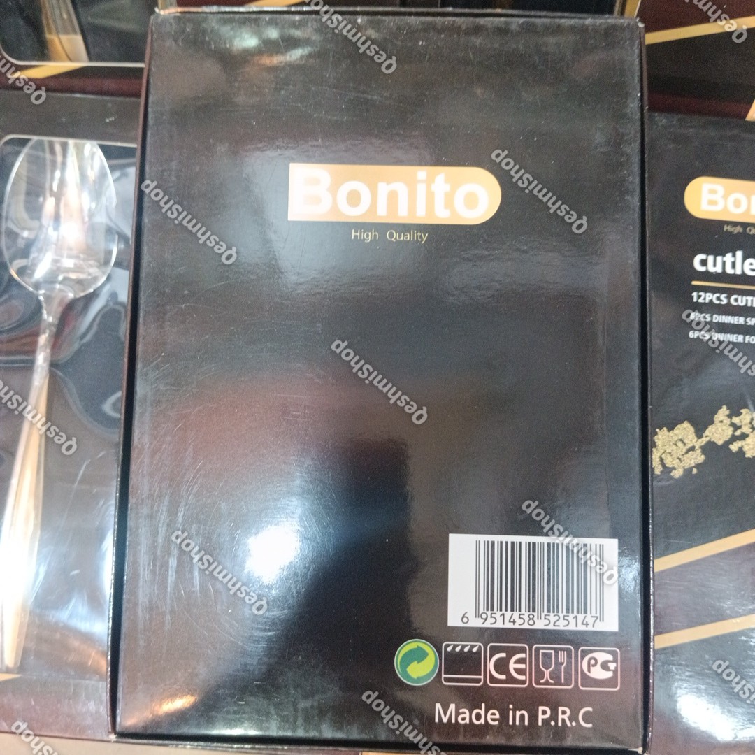 سرویس قاشق و چنگال 12 پارچه 6نفره استیل بونیتو Bonito طرح لوکس دو رنگ طلایی و نقره ای
