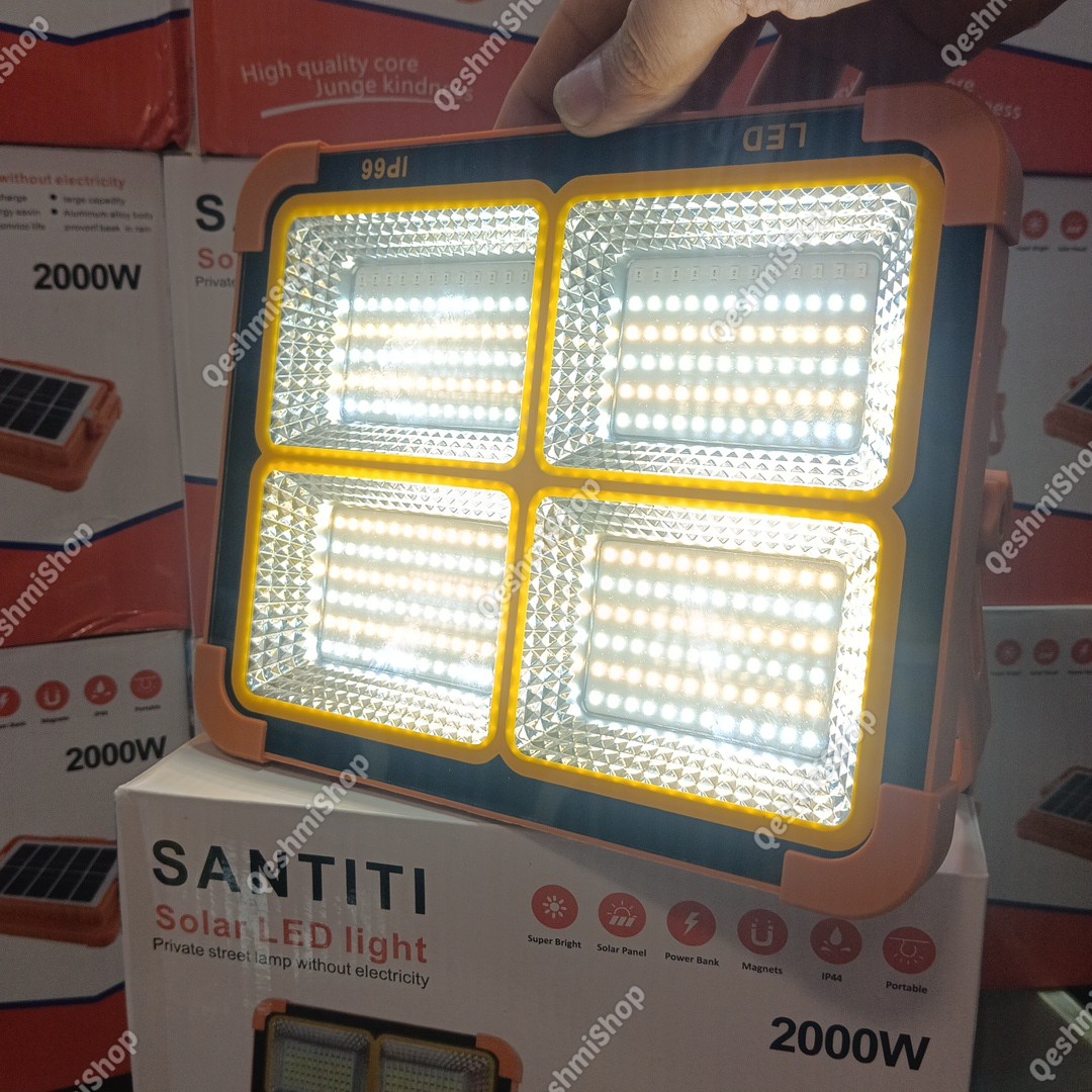 چراغ خورشیدی LED شارژی مدل IP66 نور سفید آفتابی و طبیعی