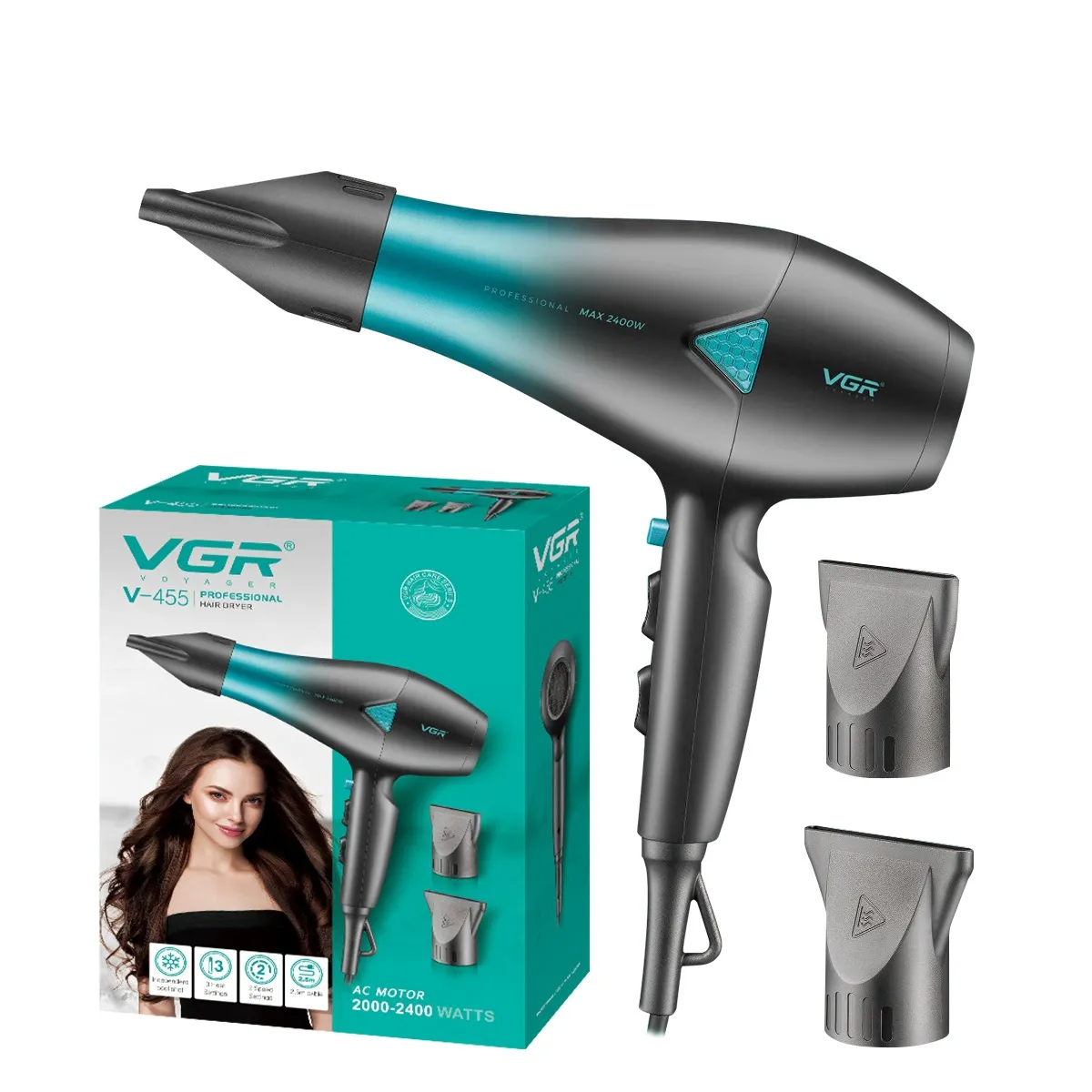 سشوار وی جی آر VGR مدل V-455 ا VGR Proffessional Hair Dryer V-455 Model