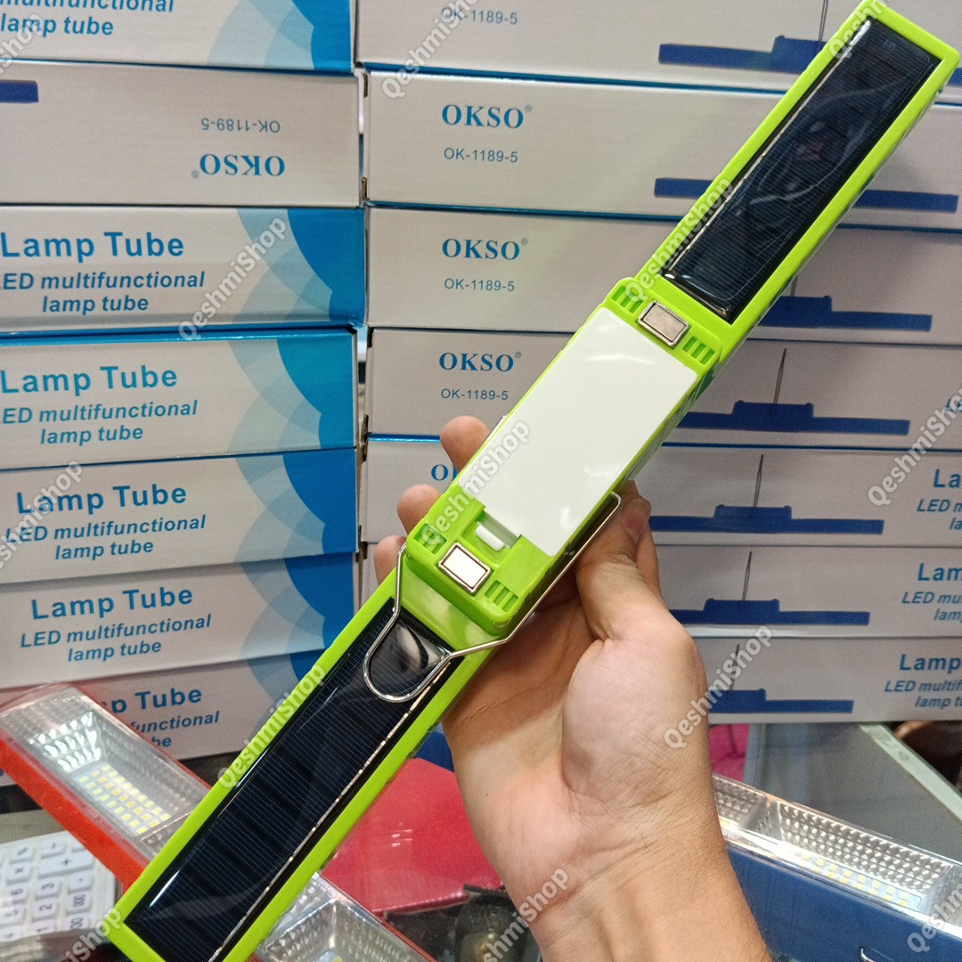چراغ شارژی مگنتی چراغ خطی اکسو OKSO مدل OK-1189-5 دارای سه وضعیت نوردهی سفید، آفتابی، نچرال موجود در فروشگاه قشمی شاپ