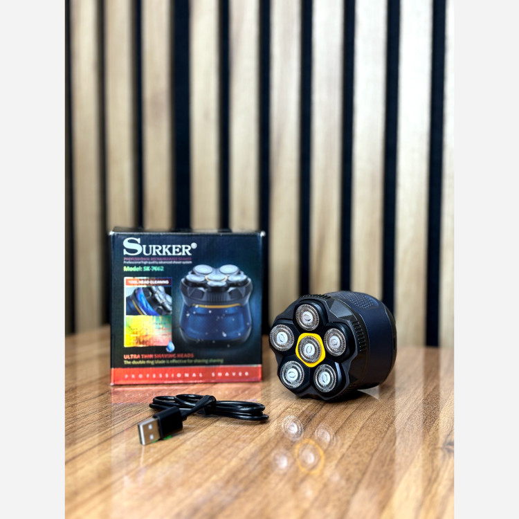 ریش تراش چرخشی Surker مدل SK-7062 اصلاح کامل و روان ضد آب مناسب صورت و بدن درجه بک
