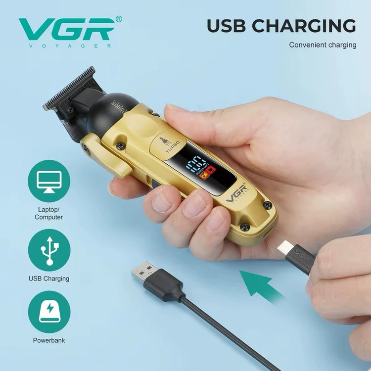 ماشین اصلاح وی جی آر مدل VGR V-274 با تیغه تیتانیوم و نمایشگر LED