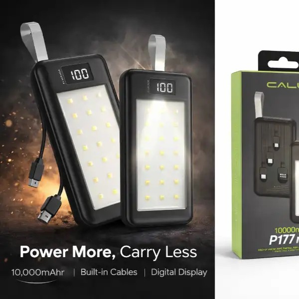 پاوربانک CALUS ظرفیت 10000 میلی آمپر مدل P177 Max - دارای چراغ LED قوی