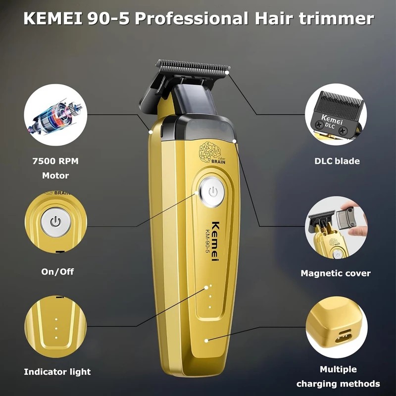 ماشین اصلاح موی سر و صورت شارژی کیمی مدل km-90-5 - طلایی درجه یک