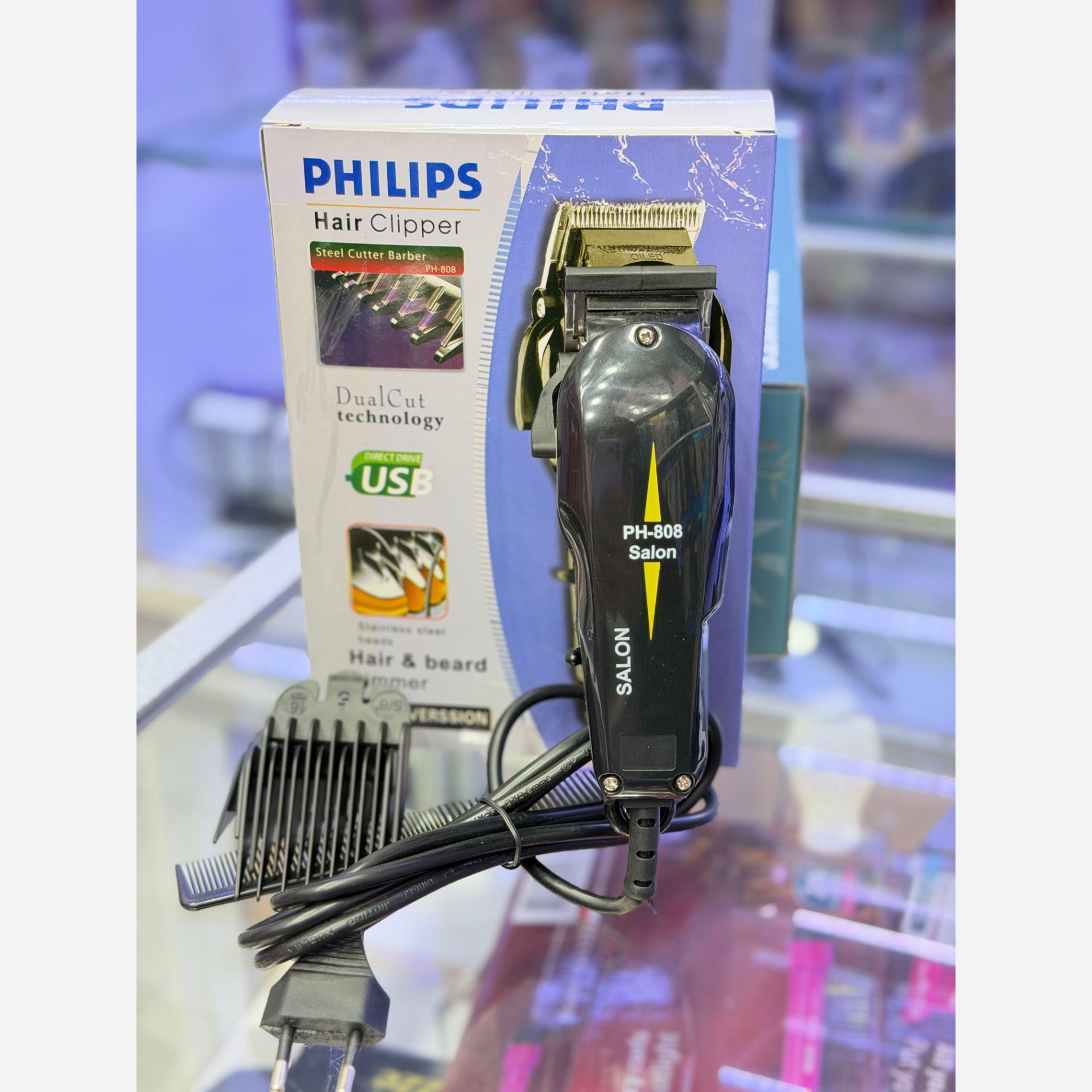 ماشین اصلاح حرفه ای سر و صورت فلیپس PHILIPS 808 SALON اورجینال شرکت فلیپس حجم زن و فید زن سر اصلاح صورت و بدن ق