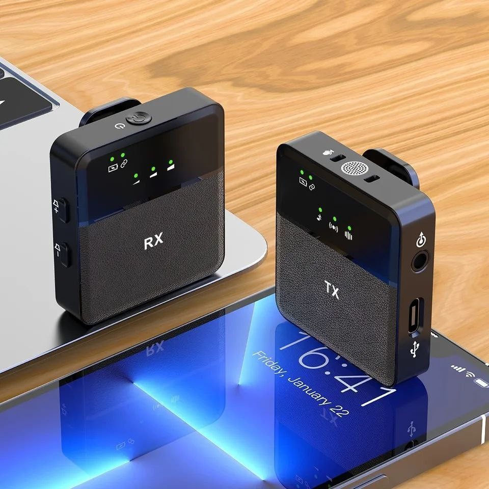 میکروفون یقه ای مدل SX8 دو میکروفون ضبت صدا با جزئیات عالی قابلیت حذف نویز محیط دوام شارژ