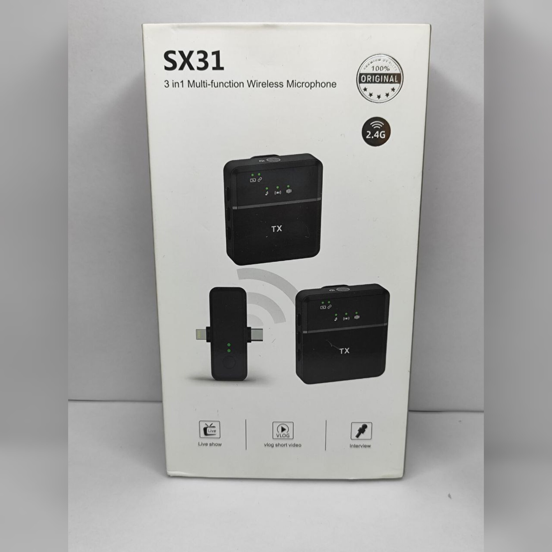 میکروفون یقه ای میکروفون یقه ای وایرلس مربع مدلSX31 دارای دو عدد میکروفون مخصوص دو کاربر