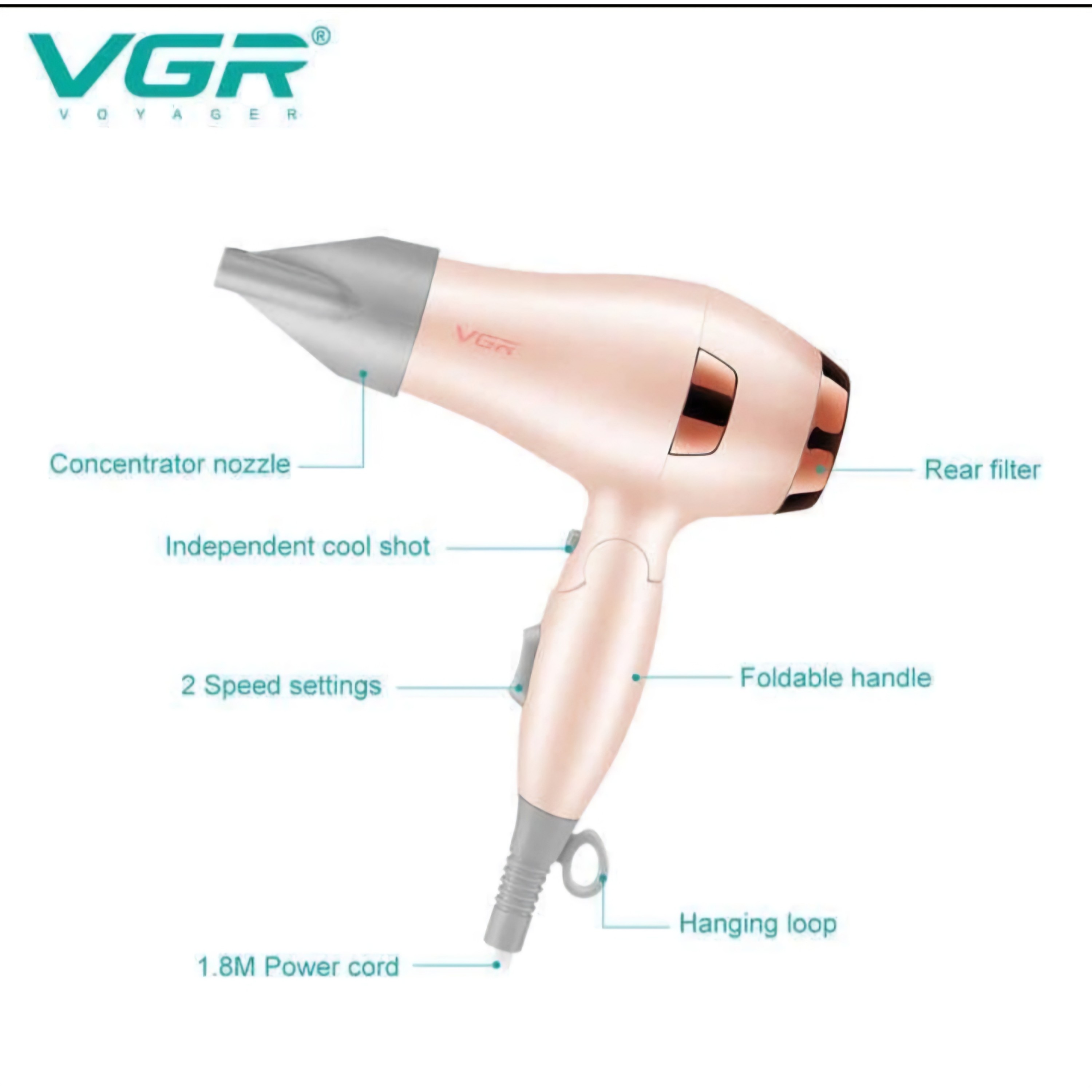 سشوار مسافرتی وی جی آر V-432