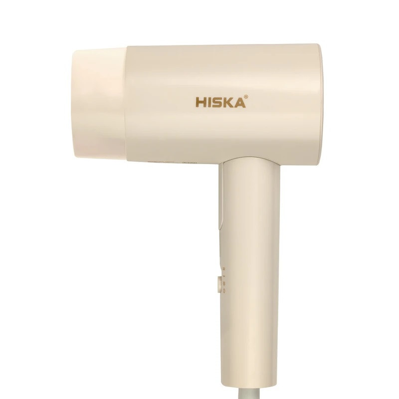 سشوار مسافرتی هیسکا مدل HK-5265-N با توان 1600 وات، موتور DC، تنظیم دما در 3 حالت، تنظیم سرعت در 2 حالت، طراحی تاشو، فیلتر جداشونده و کابل 2 متری