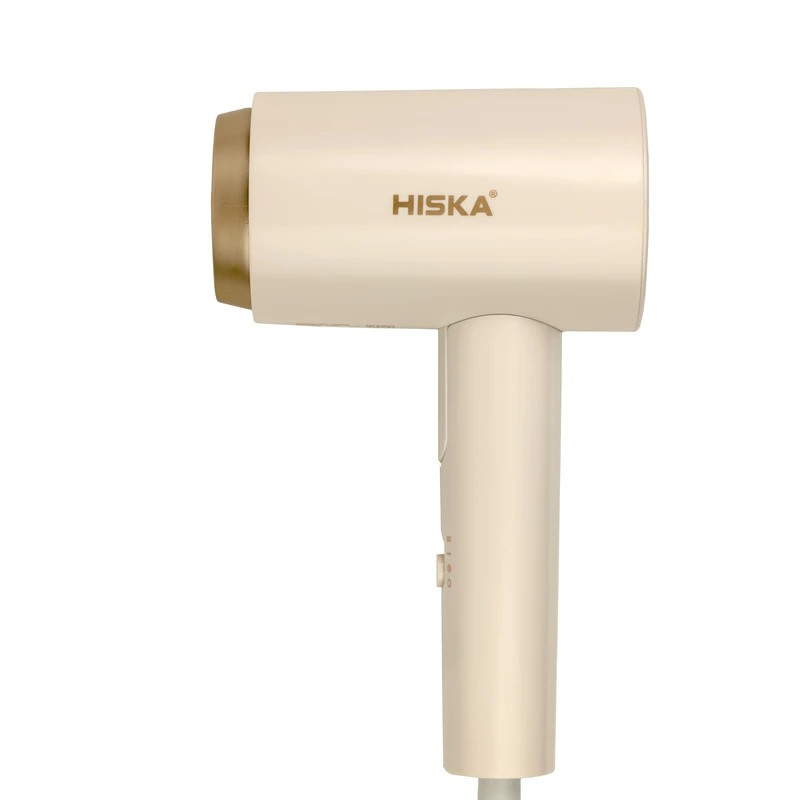 سشوار مسافرتی هیسکا مدل HK-5265-N با توان 1600 وات، موتور DC، تنظیم دما در 3 حالت، تنظیم سرعت در 2 حالت، طراحی تاشو، فیلتر جداشونده و کابل 2 متری