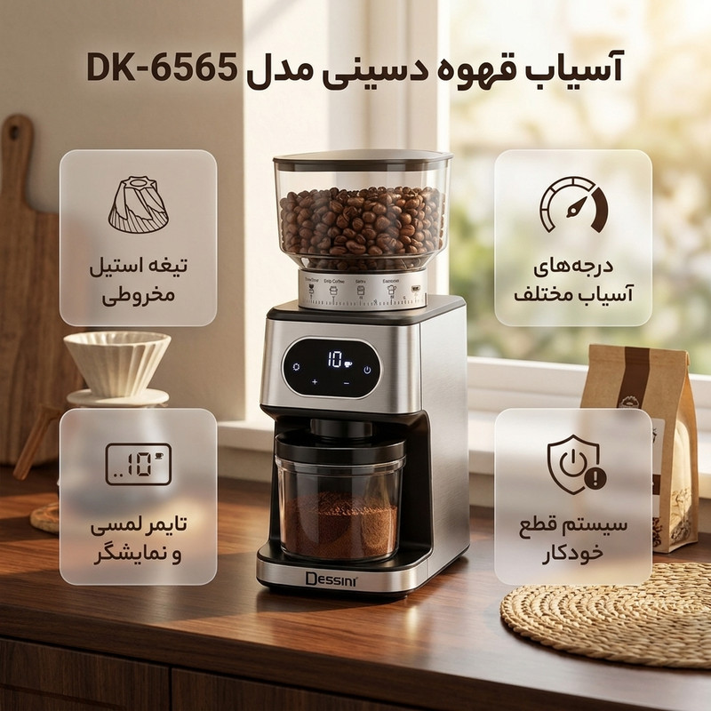 آسیاب قهوه 180 وات 320 گرم دسینی مدل DK-6565
