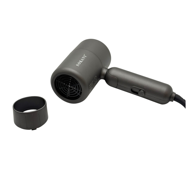 سشوار تاشو سفری سوکانی مدل SK-14028 با موتور AC، توان 1200 وات، تنظیمات دما و سرعت دو حالته، سری صافکننده و متمرکزکننده باریک، وزن 300 گرم