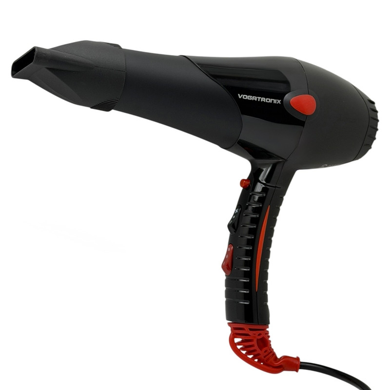 سشوار کلاسیک روزمره وگاترونیکس مدل VE-HD02 با موتور AC، توان 2200 وات، تنظیم دما و سرعت در دو حالت، مناسب برای حالتدهی چتری و همراه با متمرکزکننده باریک