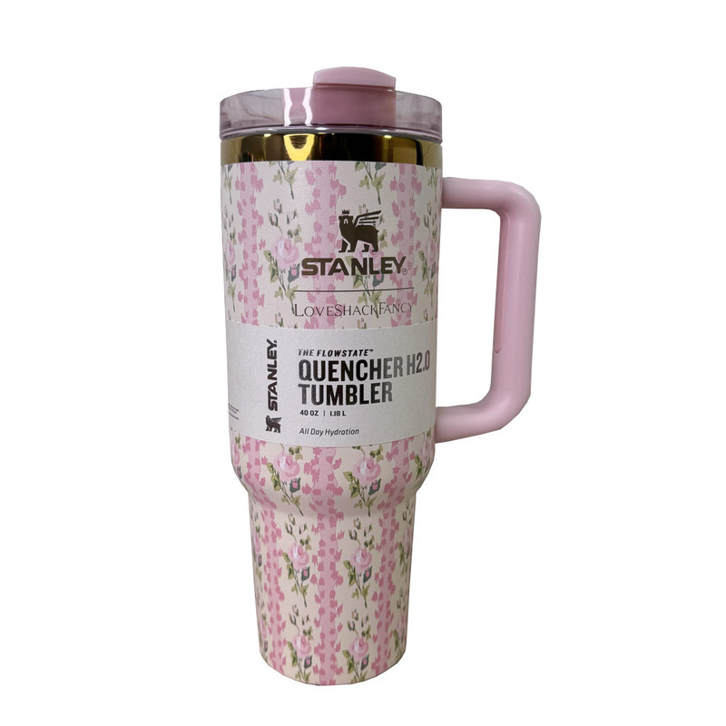 تراول ماگ  مدل دسته دار گل دار کد QUENCHER H20 TUMBLER گنجایش 1.18 لیتر