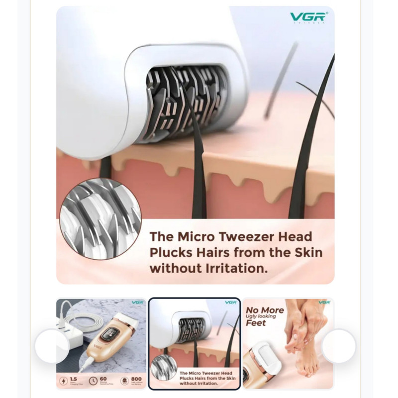 اپیلاتور وی جی ار مدل V-762 3in1 مجموعه 3 عددی