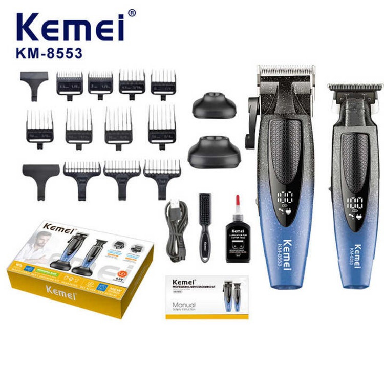 ماشین اصلاح موی سر و صورت شارژی کیمی مدل KM-8552 amp KM-8553 مجموعه 2 عددی