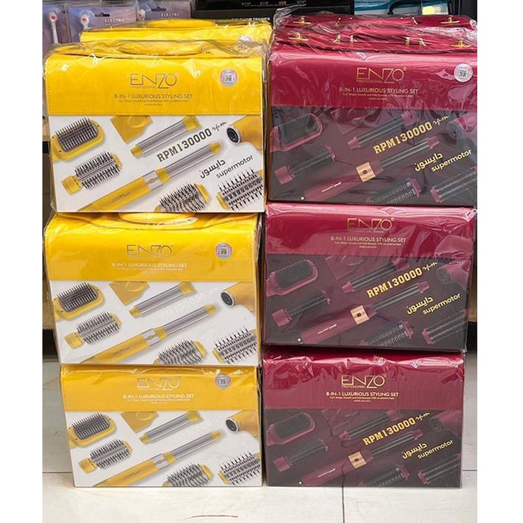 سشوار برس دار حالت دهنده انزو پروفیشینال مدل En-6223 با قدرت 1500 وات، تنظیم دما در سه حالت، تنظیم سرعت دو سرعته، کاه...