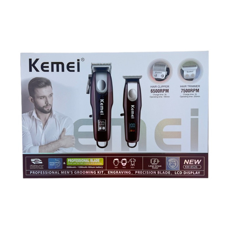 ماشین اصلاح موی سر و صورت کیمی شارژی مدل KM-8526 بسته 2 عددی