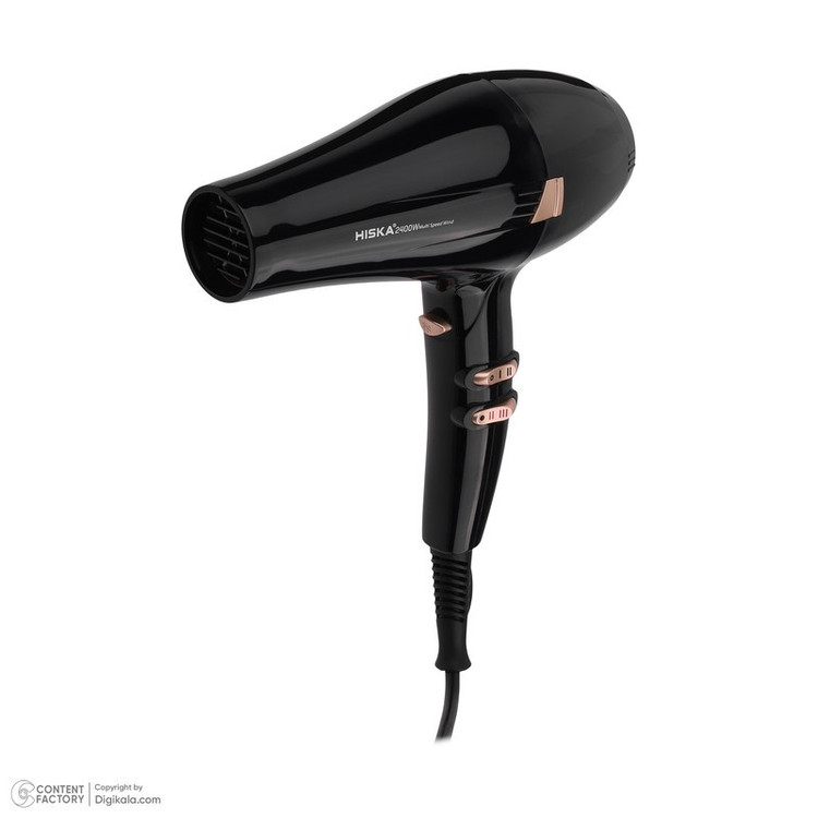 سشوار حرفه ای 2400 وات هیسکا مدل H5253، موتور AC، وزن 1100 گرم، المنت سرامیک تورمالین، دارای سری متمرکز کننده باریک، ...