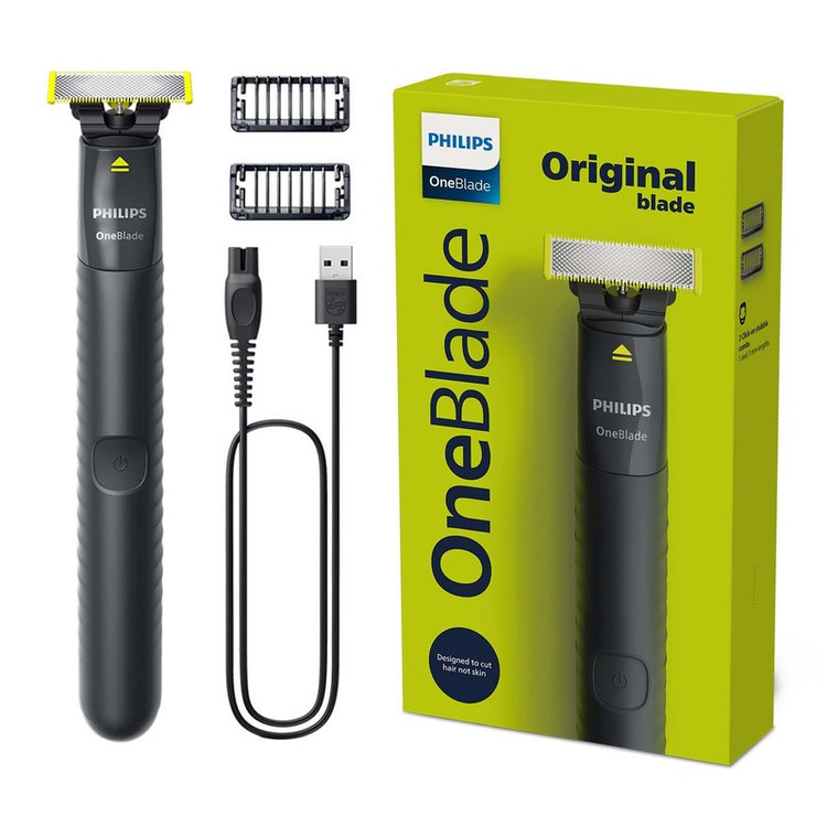 ماشین اصلاح موی صورت فیلیپس مدل QP1424.10 شارژی با تکنولوژی OneBlade، ضدآب، قابل استفاده خشک و مرطوب، تیغه استیل ضد ز...