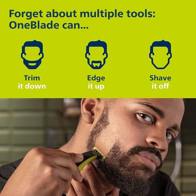 ماشین اصلاح موی صورت و بدن فیلیپس مدل OneBlade QP2724 با تیغه کربن استیل، قابلیت استفاده خشک و مرطوب، شارژ با کابل US...