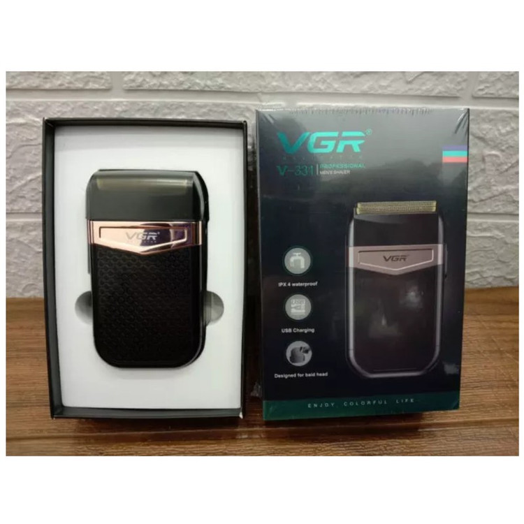 ماشین اصلاح موی صورت وی جی ار مدل 331 ضدآب با طراحی ارگونومیک، تیغه استیل پیشرفته سه تیغه، شارژ USB و قابلیت استفاده ...
