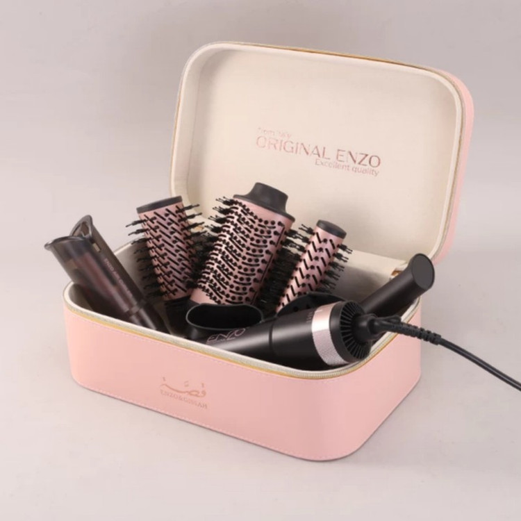 سشوار برس دار چرخشی انزو پروفیشینال مدل EN-760 7in1 با توان 1500 وات، موتور DC براشلس، تنظیمات دما و سرعت دو حالته، ت...