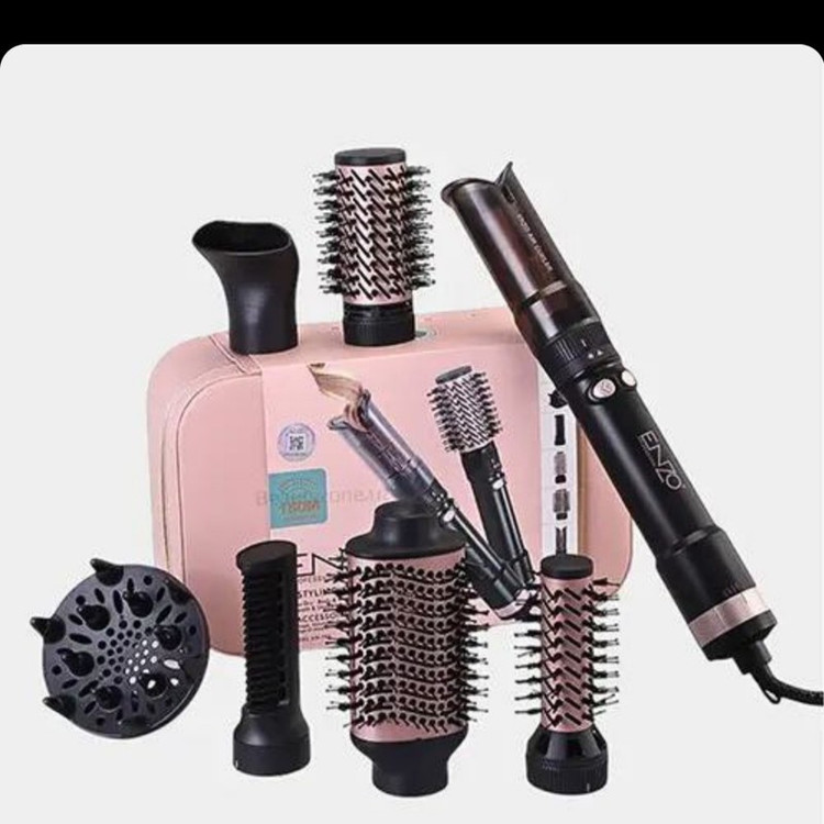 سشوار برس دار چرخشی انزو پروفیشینال مدل EN-760 7in1 با توان 1500 وات، موتور DC براشلس، تنظیمات دما و سرعت دو حالته، ت...