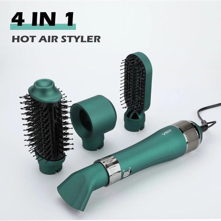 سشوار برس دار حالت دهنده 1000 وات وی جی ار مدل V-493، موتور DC، وزن 300 گرم، المنت سرامیک، دارای سری متمرکز کننده بار...