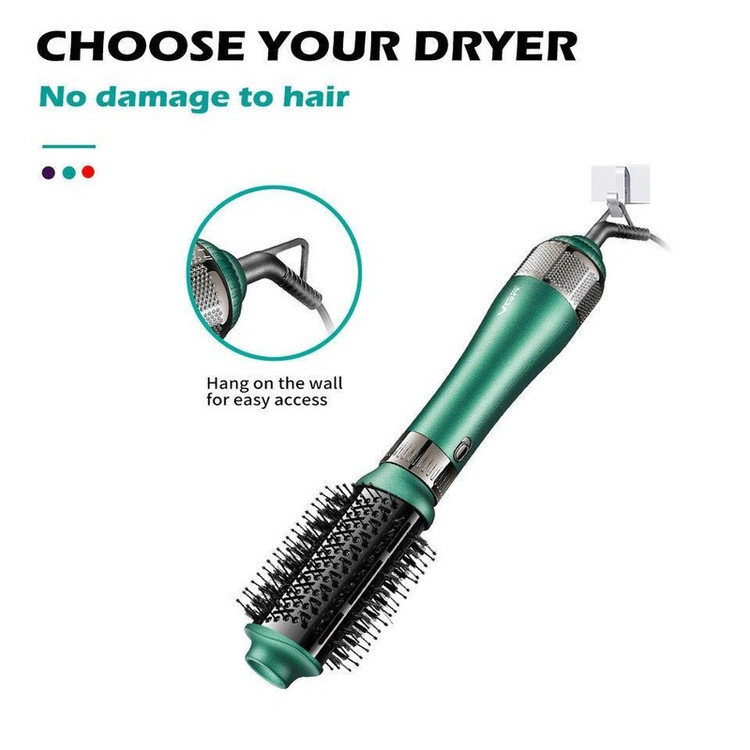 سشوار برس دار حالت دهنده 1000 وات وی جی ار مدل V-493، موتور DC، وزن 300 گرم، المنت سرامیک، دارای سری متمرکز کننده بار...