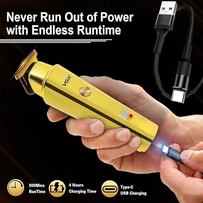 ماشین اصلاح موی سر و صورت وی جی آر مدل V-947 با تیغه استیل ضد زنگ، باتری لیتیوم یونی 2000 میلی آمپر، 500 دقیقه استفاد...
