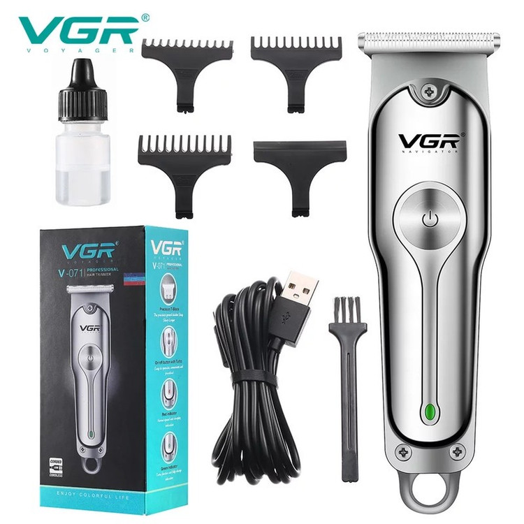 ماشین اصلاح موی سر و صورت وی جی ار مدل V-071 با تیغه دوار روکش الماس، موتور 8500 دور در دقیقه، باتری 600 میلی آمپر سا...