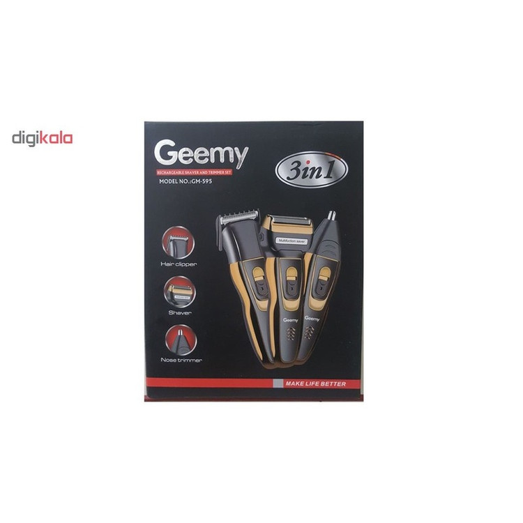 ماشین اصلاح صورت جیمی مدل GM-595 با تیغه استیل ضدزنگ، صفرزن فویلی، استفاده خشک و مرطوب، سری مو زن بینی و خط زن، شارژ ...