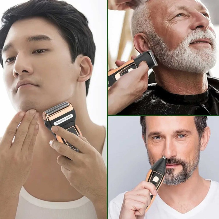 ماشین اصلاح صورت جیمی مدل GM-595 با تیغه استیل ضدزنگ، صفرزن فویلی، استفاده خشک و مرطوب، سری مو زن بینی و خط زن، شارژ ...
