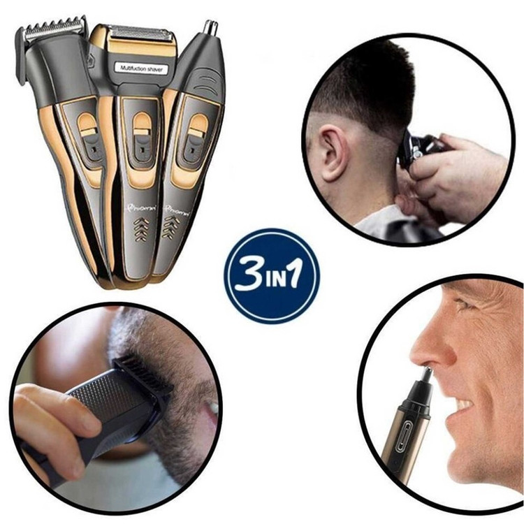 ماشین اصلاح صورت جیمی مدل GM-595 با تیغه استیل ضدزنگ، صفرزن فویلی، استفاده خشک و مرطوب، سری مو زن بینی و خط زن، شارژ ...